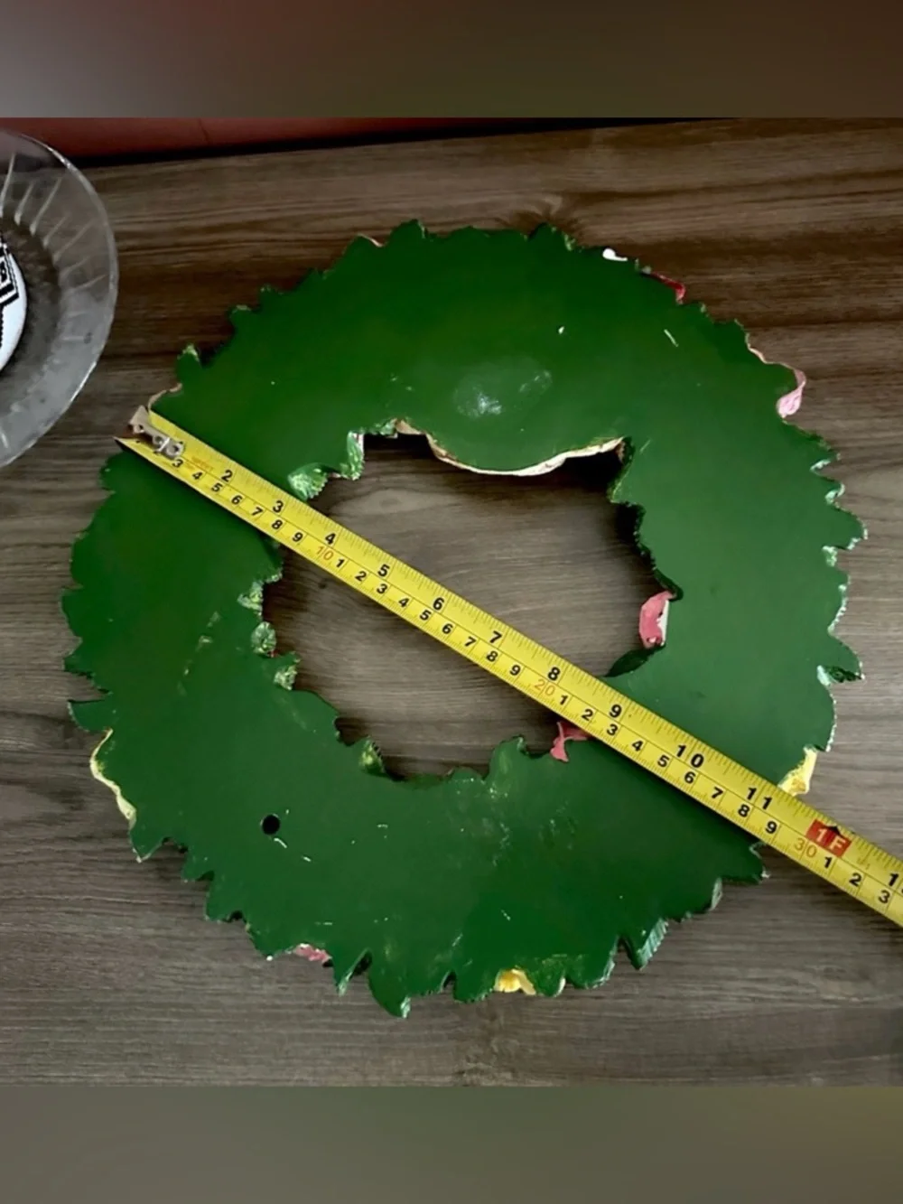 Vintage Roses & Hat Ceramic Wreath Door Hanging Plaster Handpainted Cottage Boho